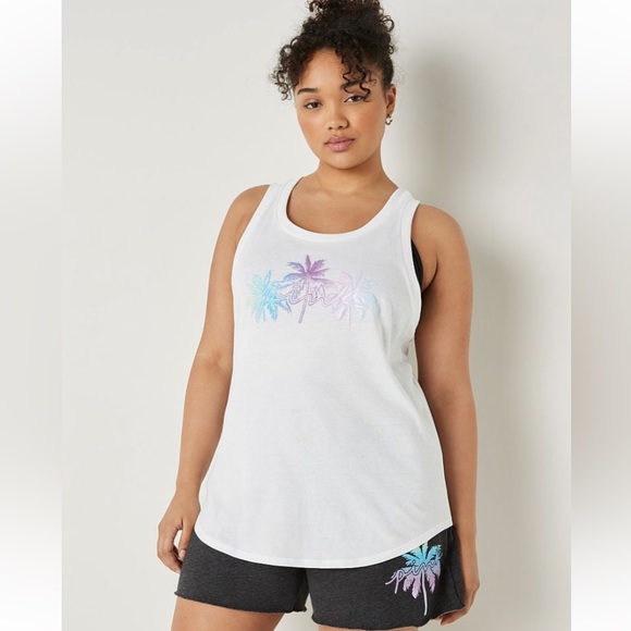 Pink palm tree shine legging set size l - Picture 9 of 14